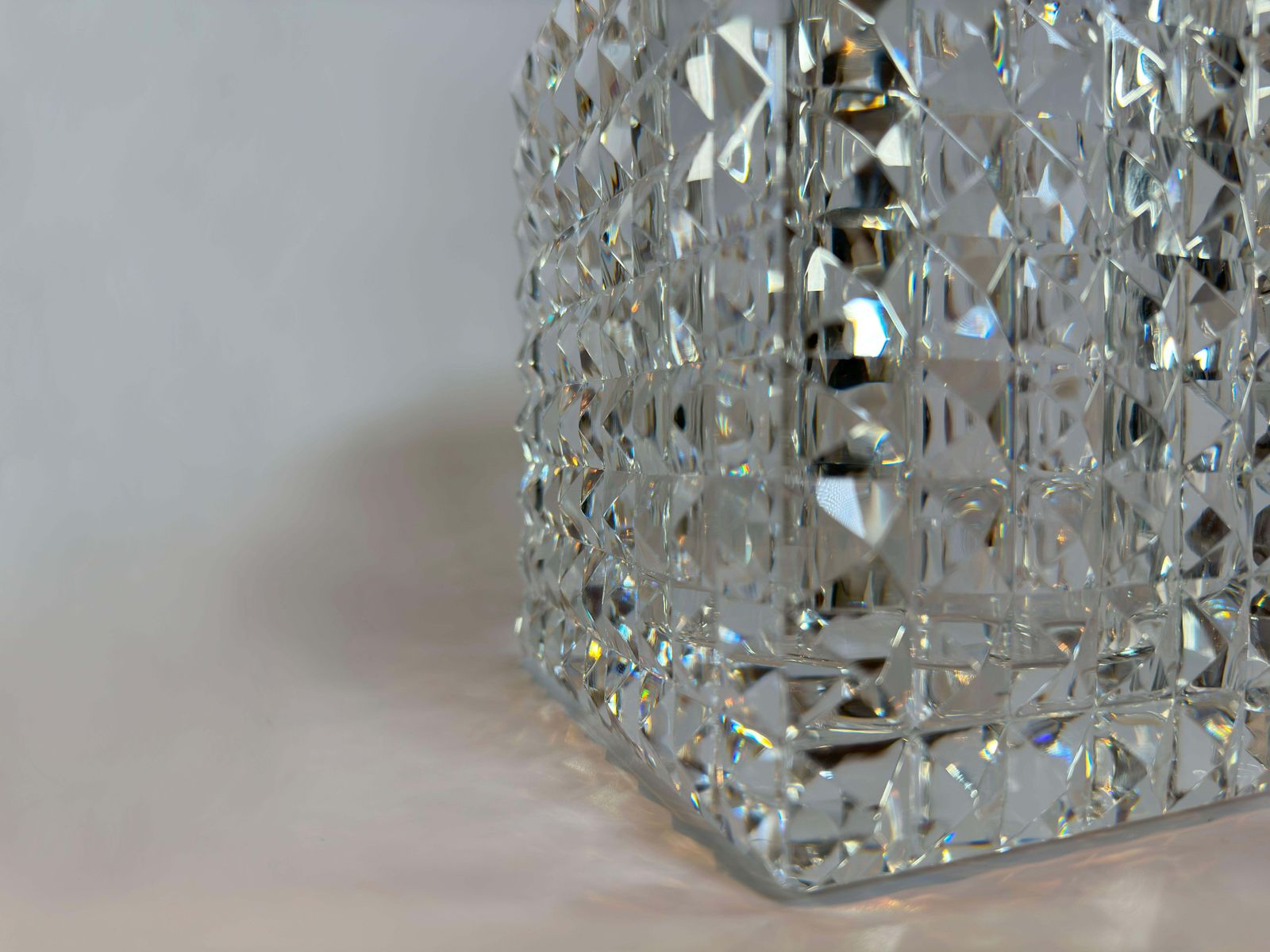 Pair Of Veritas Contemporary Faceted Optical Glass Square Vases, Texas, 2016 photo vintage
