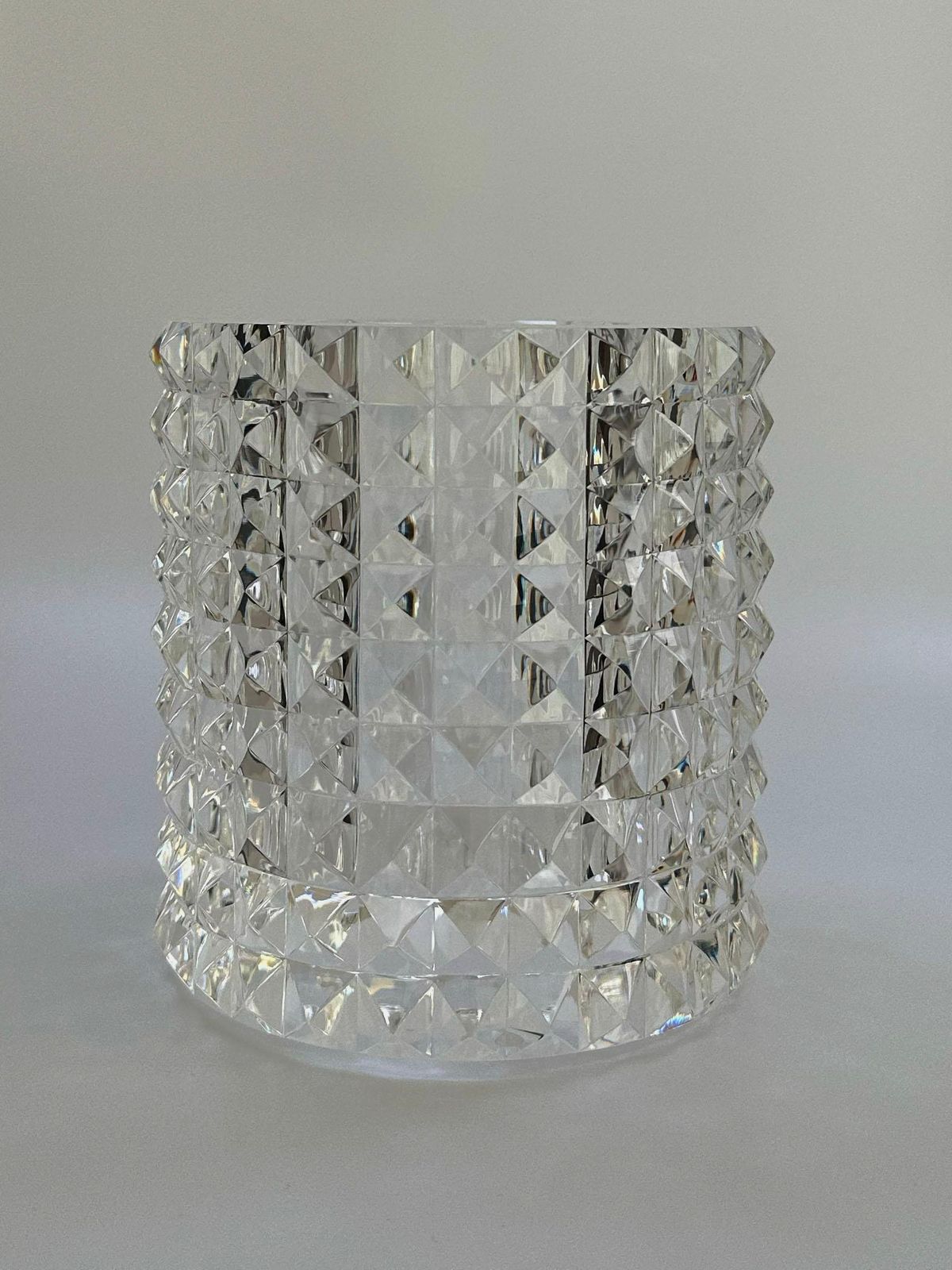 photo for sale Contemporary Faceted Optical Glass Vase By Veritas, Texas Us, 2016