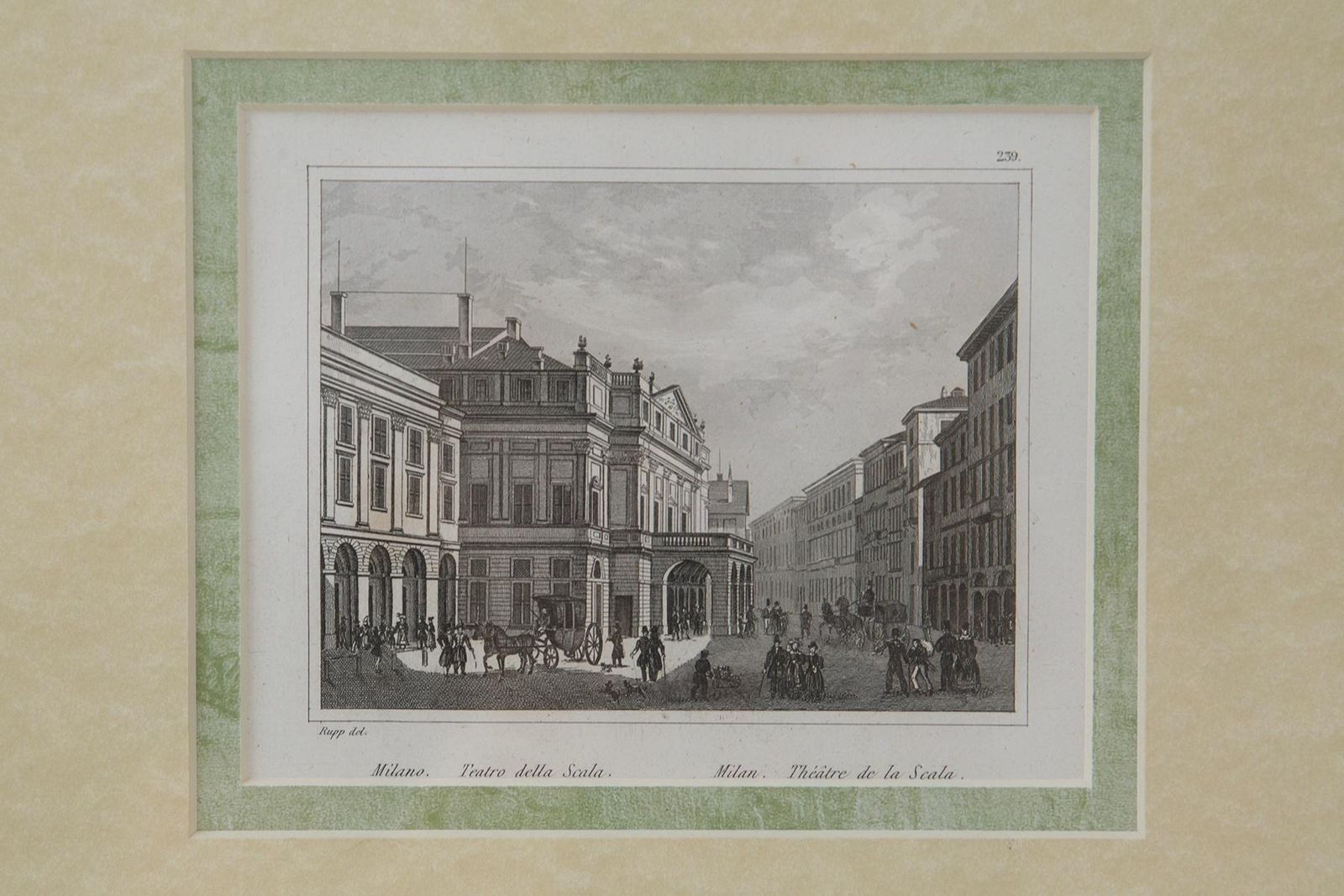Antique Woodcut (Xylography) Depicting The Teatro Della Scala In Milan photo for sale