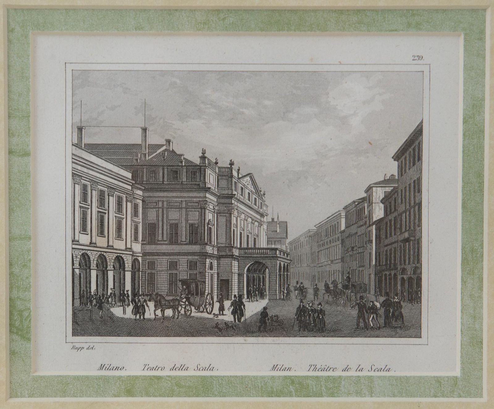 Antique Woodcut (Xylography) Depicting The Teatro Della Scala In Milan photo 476.0