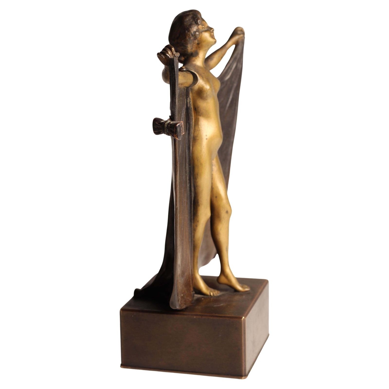 Art Deco Carl Kauba Automaton Bronze Nude With Mechanical Cape 1920’s Austria photo vintage