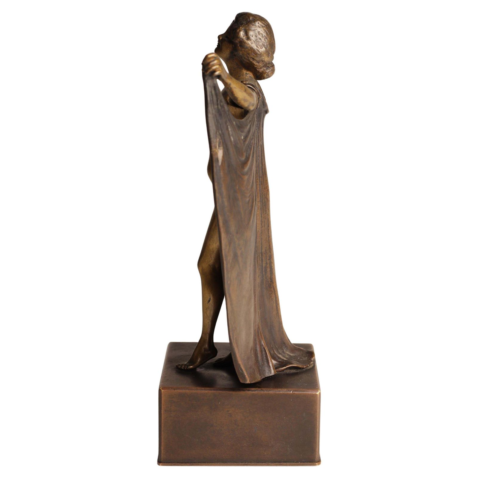 photo vinterior Art Deco Carl Kauba Automaton Bronze Nude With Mechanical Cape 1920’s Austria