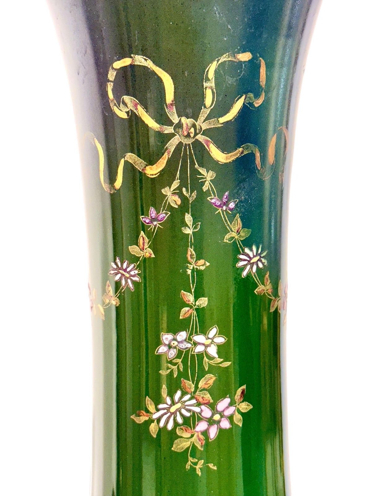 photo vinterior Rare Impressive Pair Of Green Faience Vases By Longchamp, France, 1876