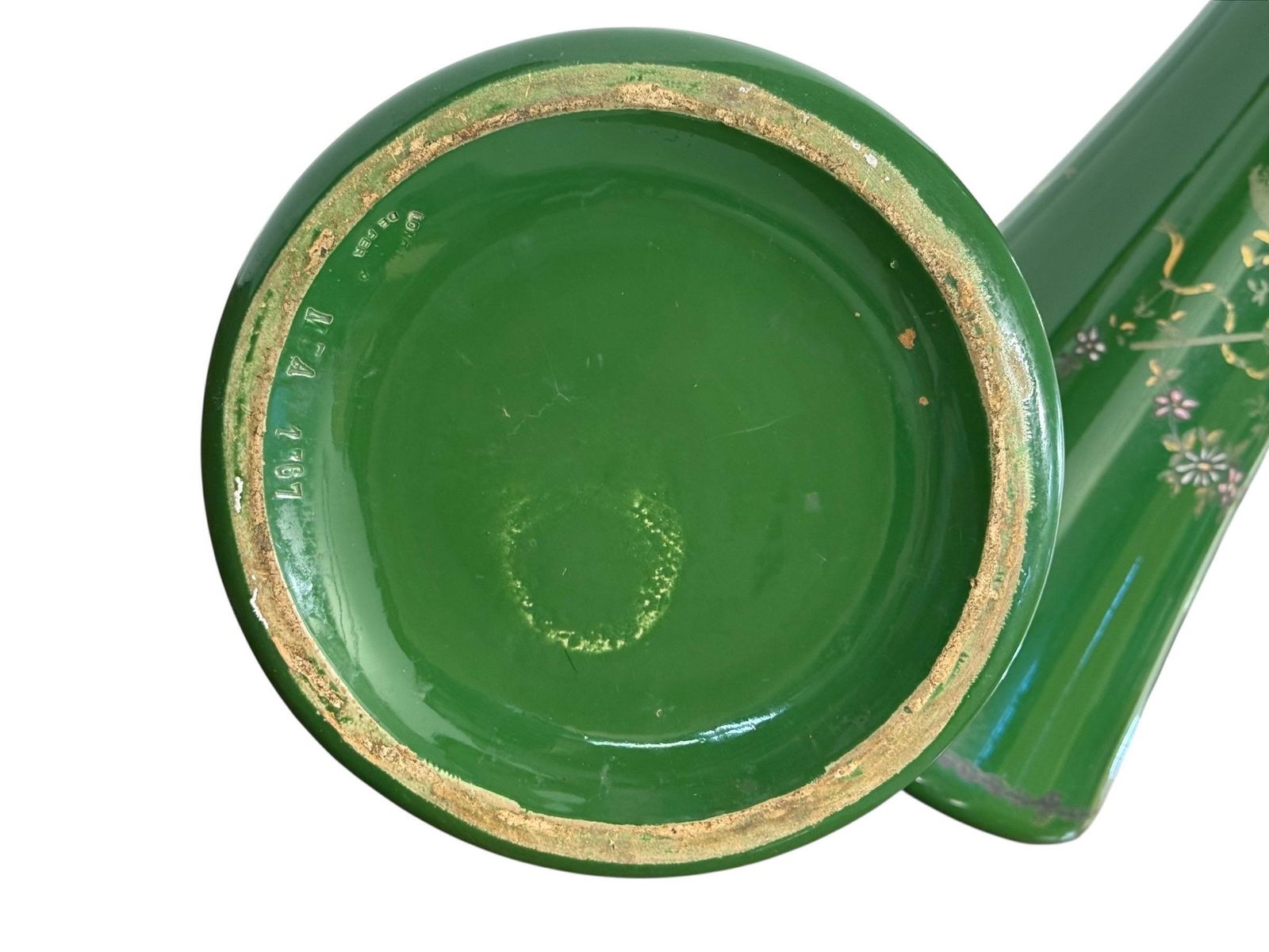 photo buy Rare Impressive Pair Of Green Faience Vases By Longchamp, France, 1876