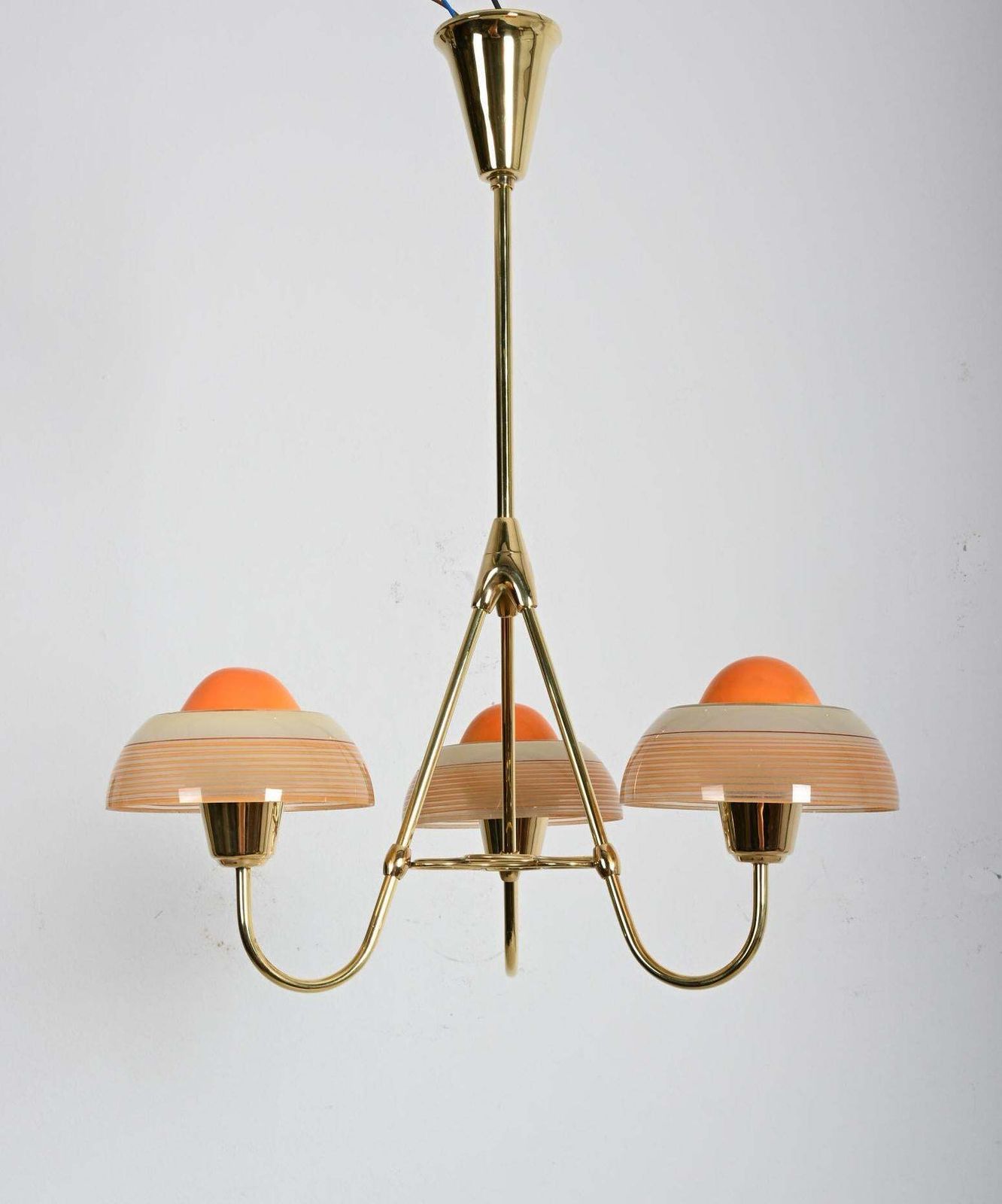 Fog & Mørup Brass Chandelier With Opaline Glass Shades photo Lighting