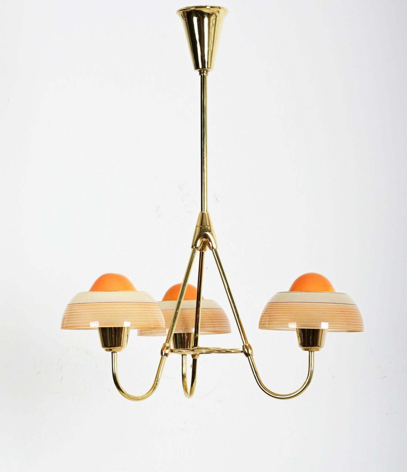 Lighting Fog & Mørup Brass Chandelier With Opaline Glass Shades photo