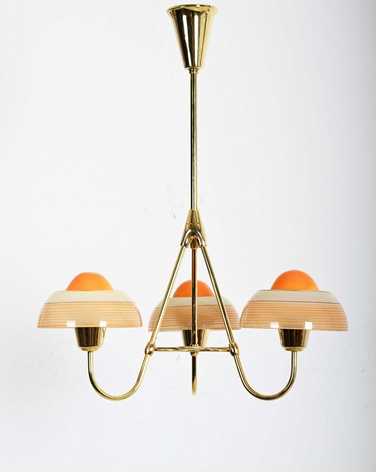 1733.0 Fog & Mørup Brass Chandelier With Opaline Glass Shades photo
