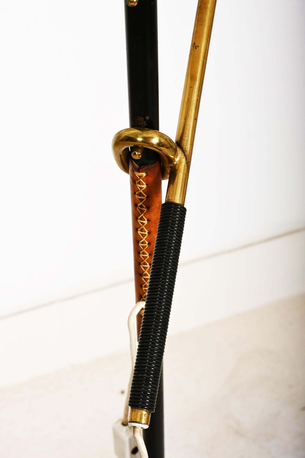 photo for sale Kalmar Floor Lamp 'Pelican' Mod. 2097, Height Adjustable, Brass Black Iron, 1960