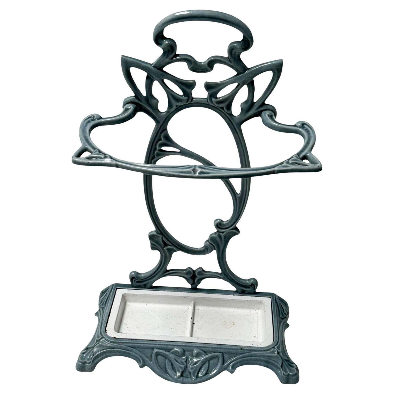 Art Nouveau Enameled Iron Umbrella Stand, 1900s