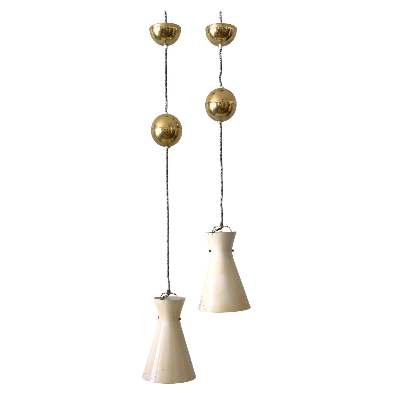 Rare Mid Century Pulley Diabolo Pendant Lamps By Vereinigte Werkstätten 1950s
