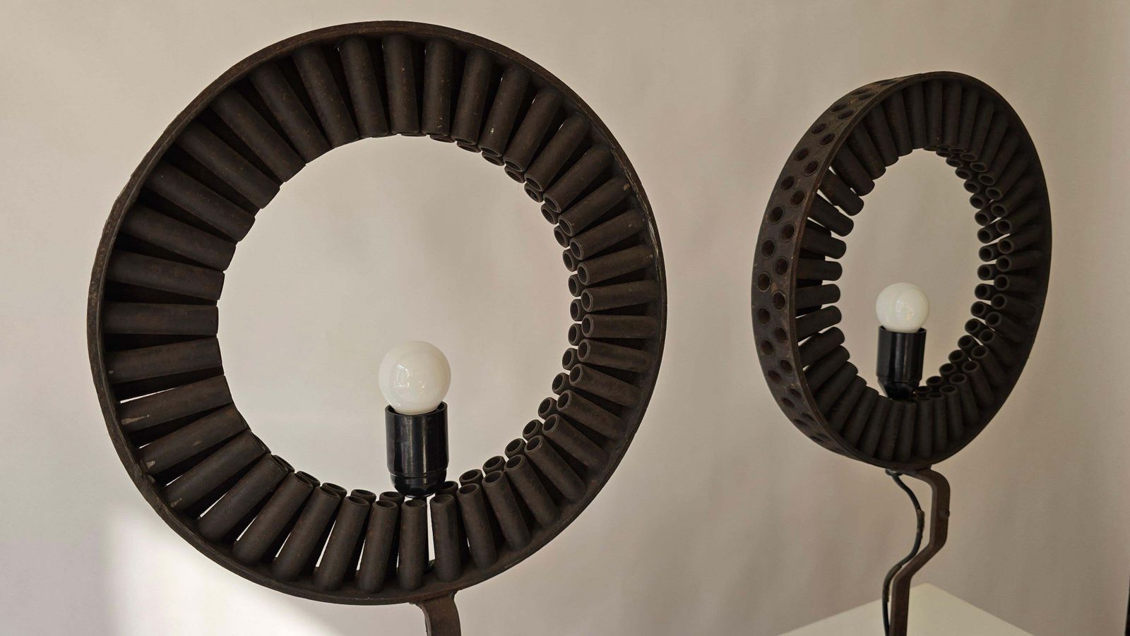Brutalist Industrial Table Lamp Made From Reclaimed Machinery Parts And Wood photo buy