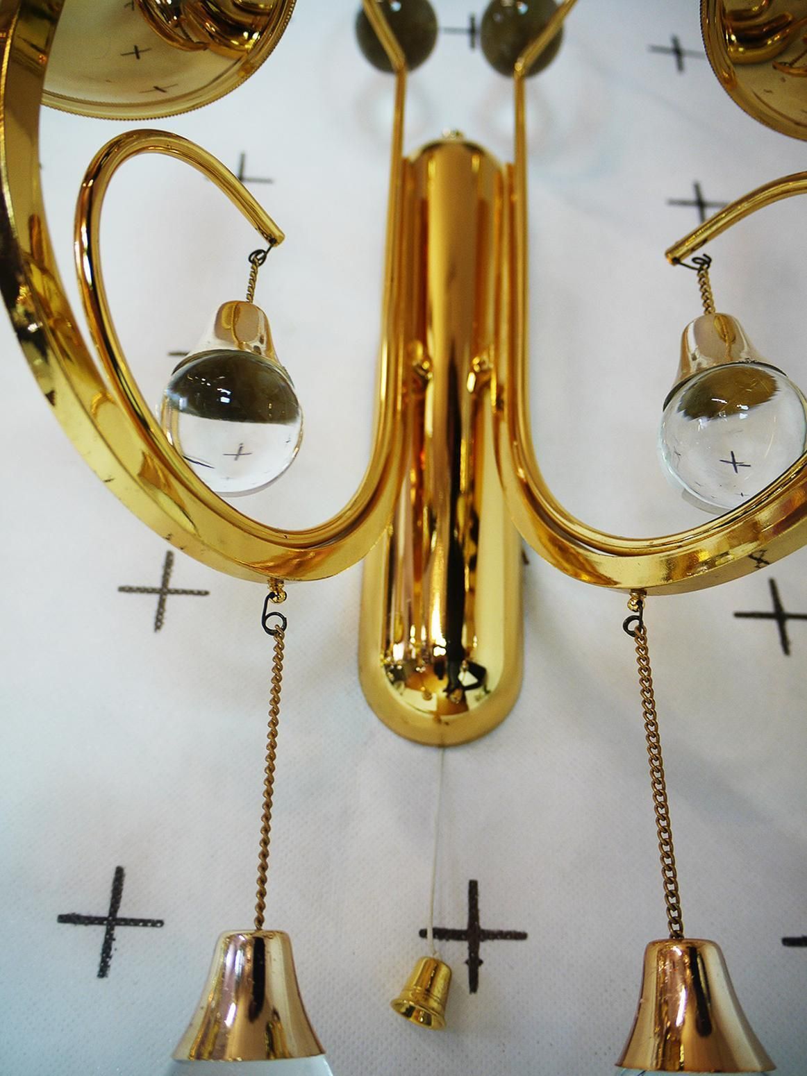 Murano Teardrop Wall Sconces Glass & Gilt Brass By Gaetano Sciolari, Set Of 2 photo vinterior