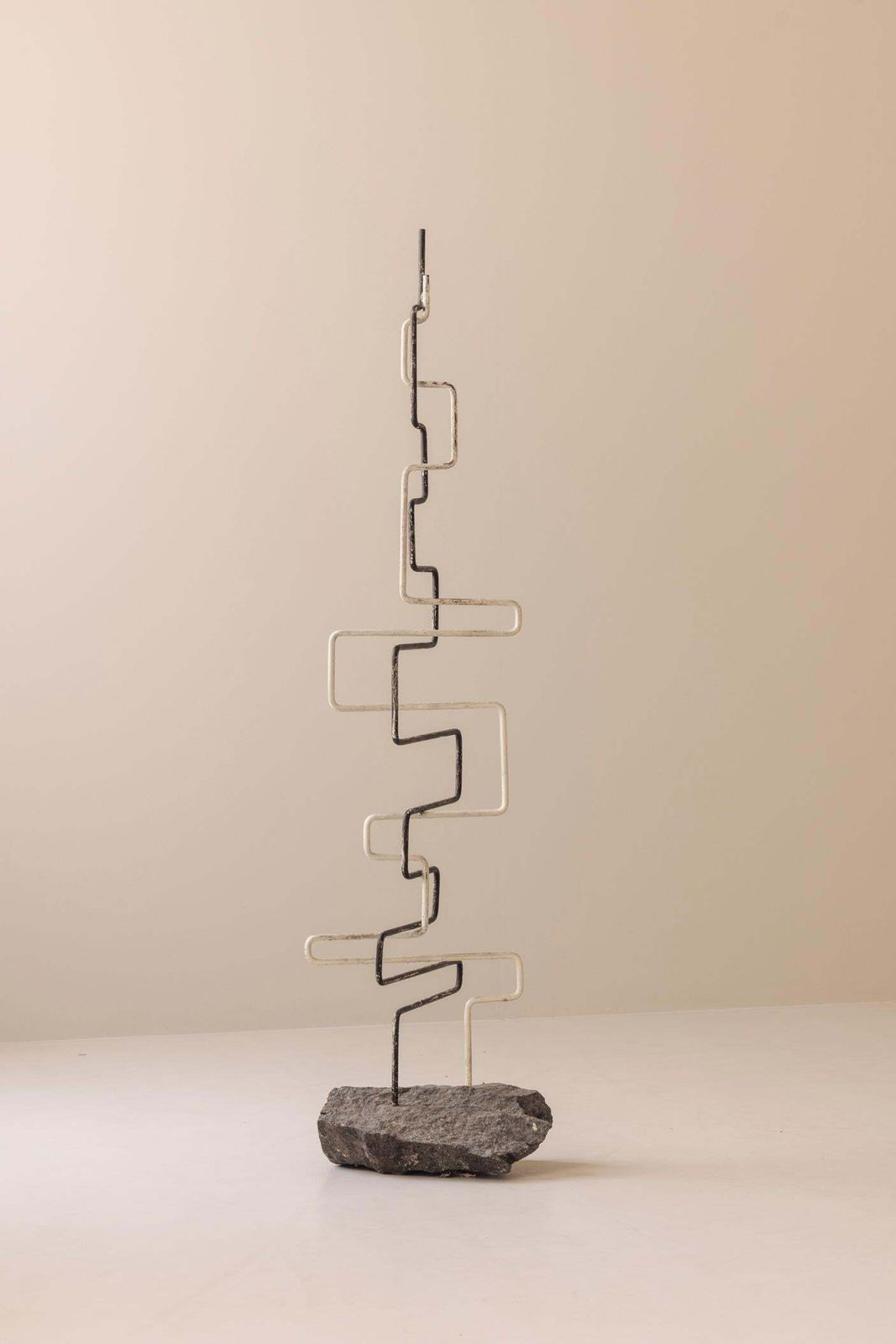 Metal And Stone Zigzag Sculpture, Created In France During The 1960s. photo Art