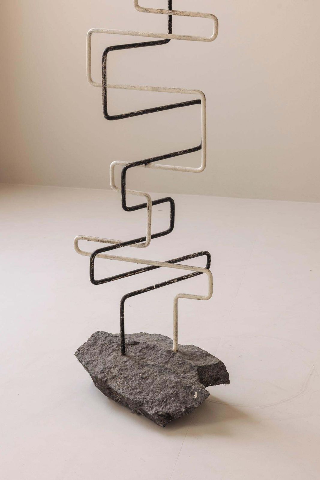 Metal And Stone Zigzag Sculpture, Created In France During The 1960s. photo vintage