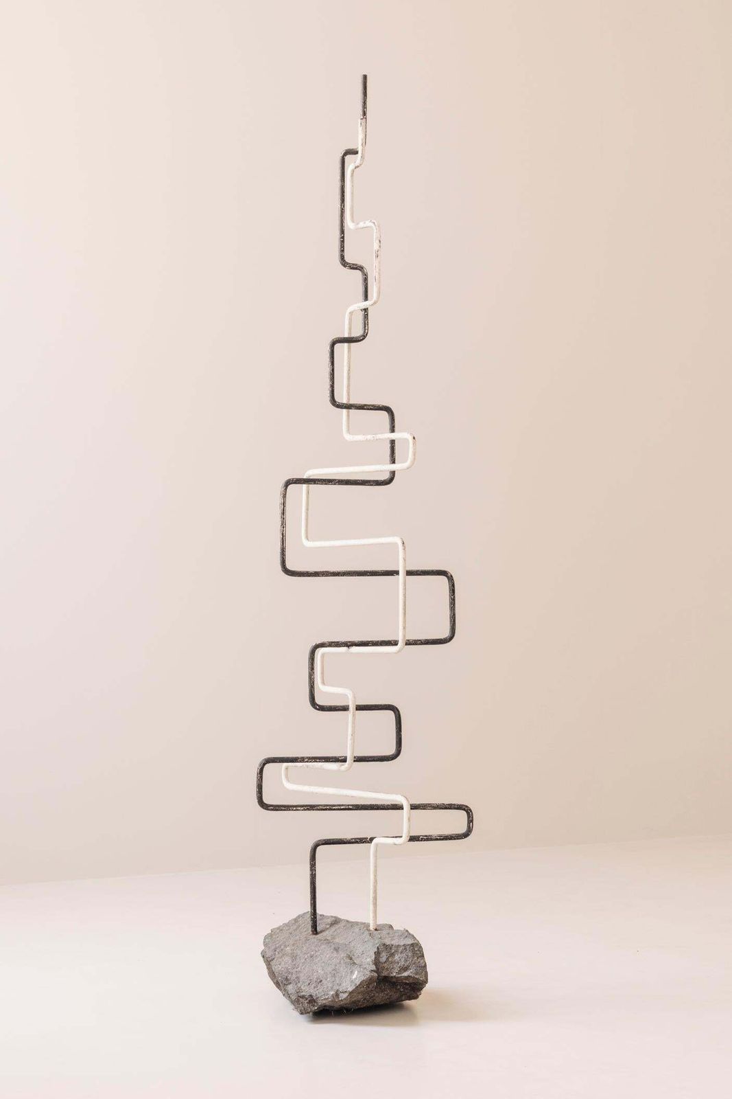 3900.0 Metal And Stone Zigzag Sculpture, Created In France During The 1960s. photo