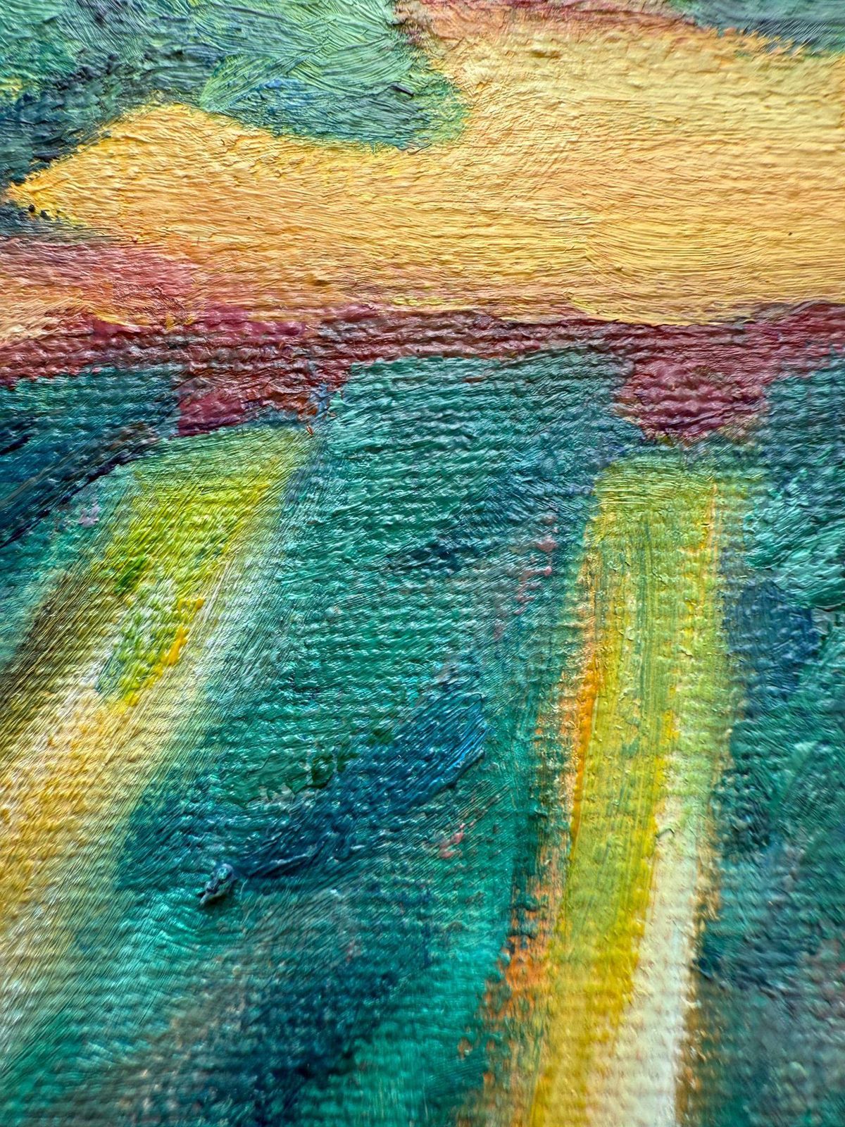Bernadette Van Baarsen Green & Yellow Provençal Landscape In Oil On Canvas. 'Range De Rolle'.2023 photo 1761.0