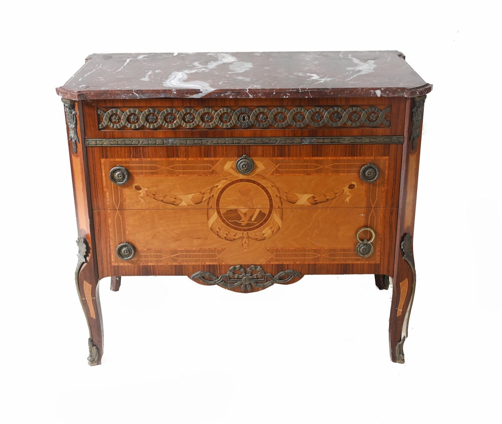 Antique Swedish Commode Inlay Chest Of Drawers 1920