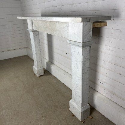 Large Antique Carrara Marble Fire Surround photo vintage