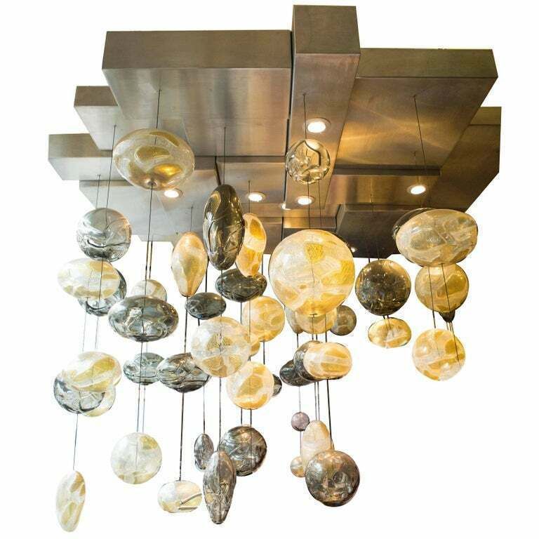 Exquisite Handblown Glass Chandelier Light Installation By Ken Gangbar