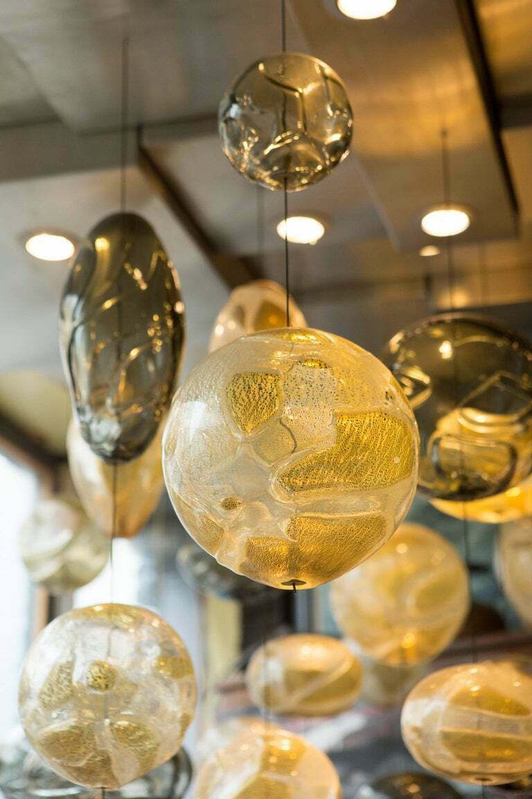 Exquisite Handblown Glass Chandelier Light Installation By Ken Gangbar photo Lighting