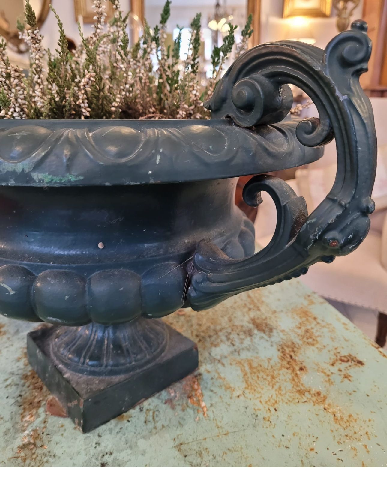 Pair Of Antique Cast Iron Urns