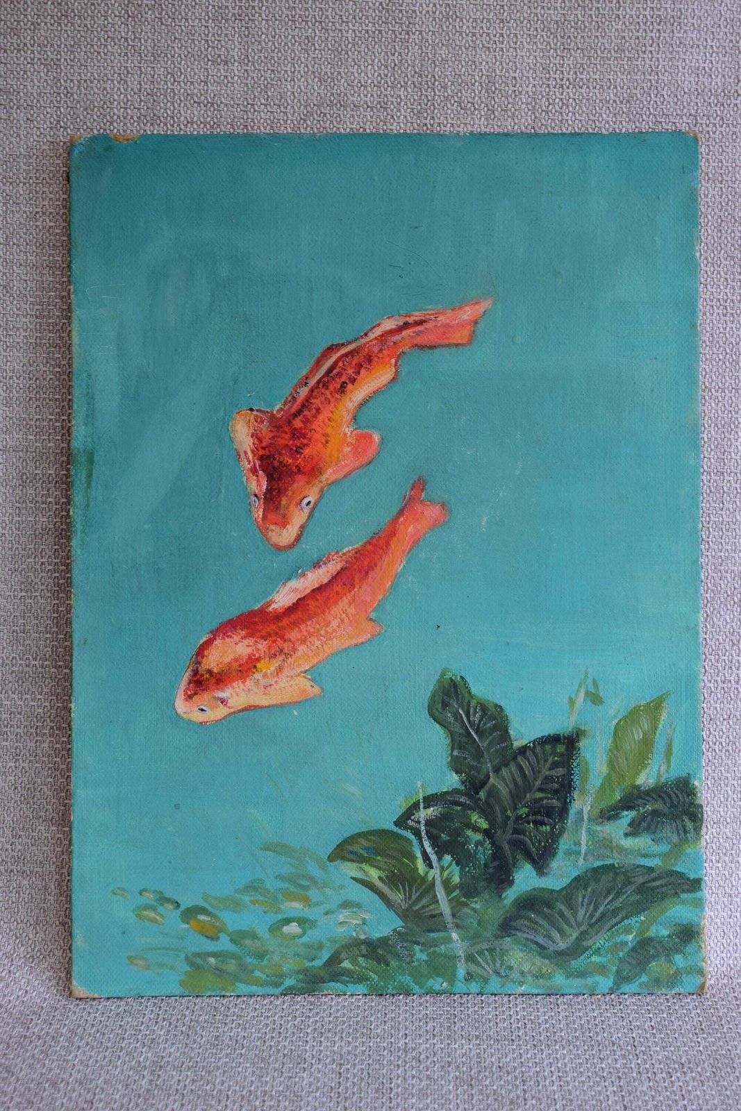 photo for sale Impressionist Oil Painting On Panel Signed, French Vintage Church Interior Painting Original Art