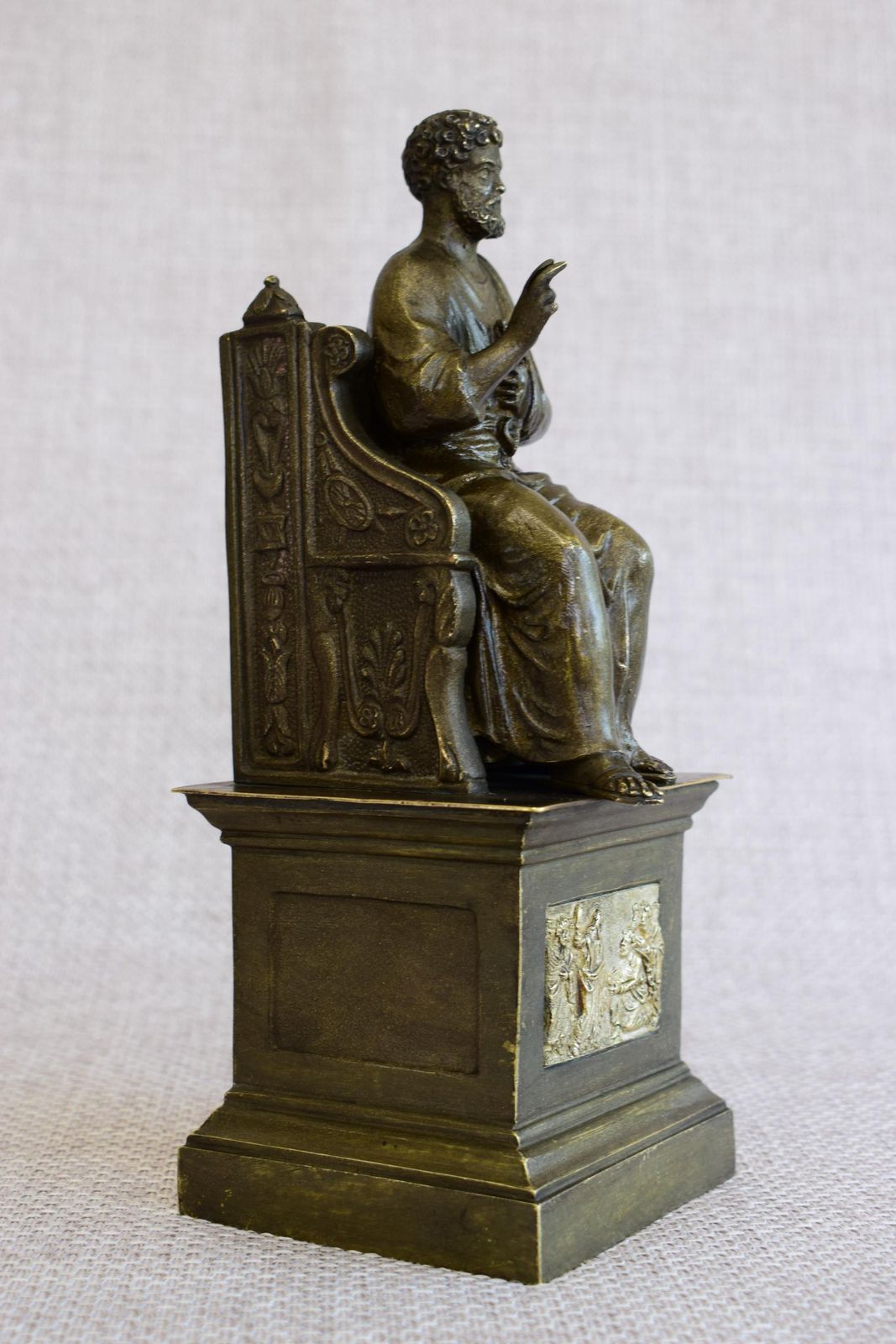 Saint Peter On The Throne Statue Bronze, Antique French St Petrus Figurine, Catholic Gift First Pope