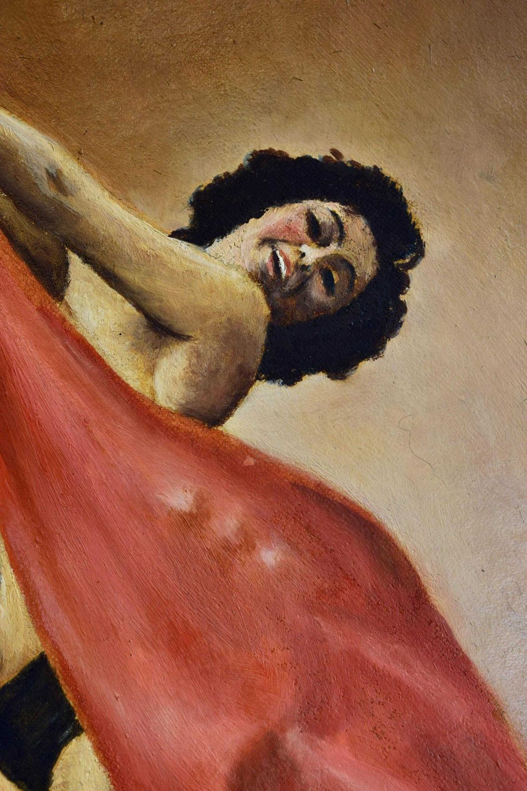 Portrait Painting Of A Cabaret Dancer, Vintage Oil Painting On Canvas Of A Dancing Woman photo 253.0