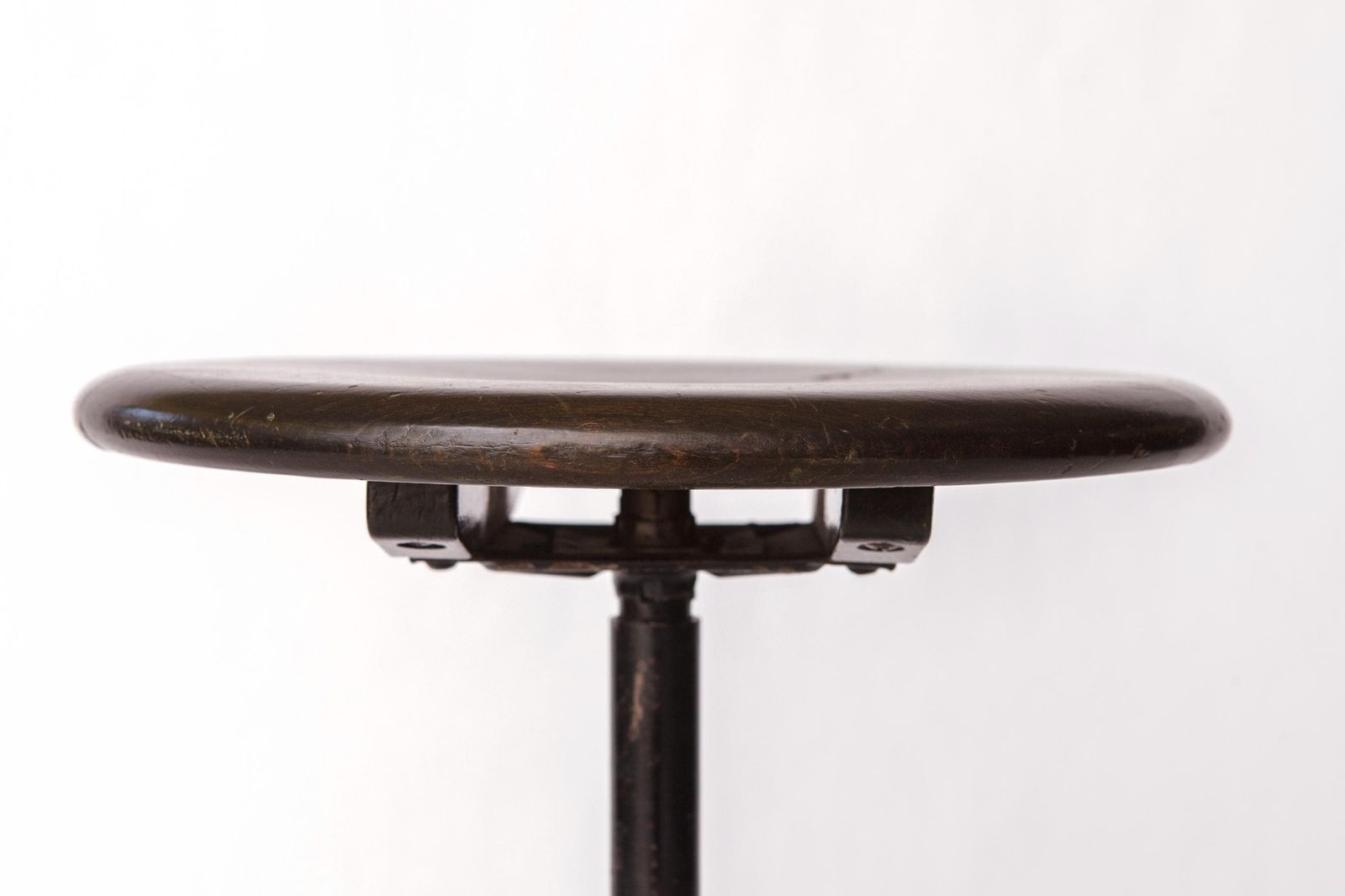 Vintage Swivel Stool – 1950s/1960s German Industrial Beech Or Oak, Dark Stain, Mid Century Design photo Furniture