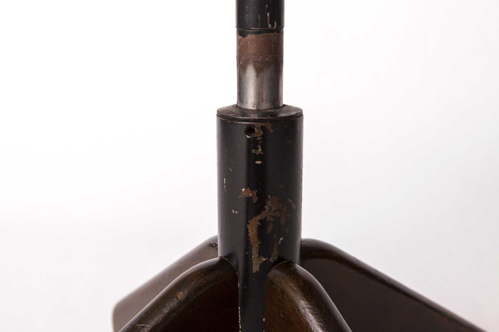 Vintage Swivel Stool – 1950s/1960s German Industrial Beech Or Oak, Dark Stain, Mid Century Design photo vinterior