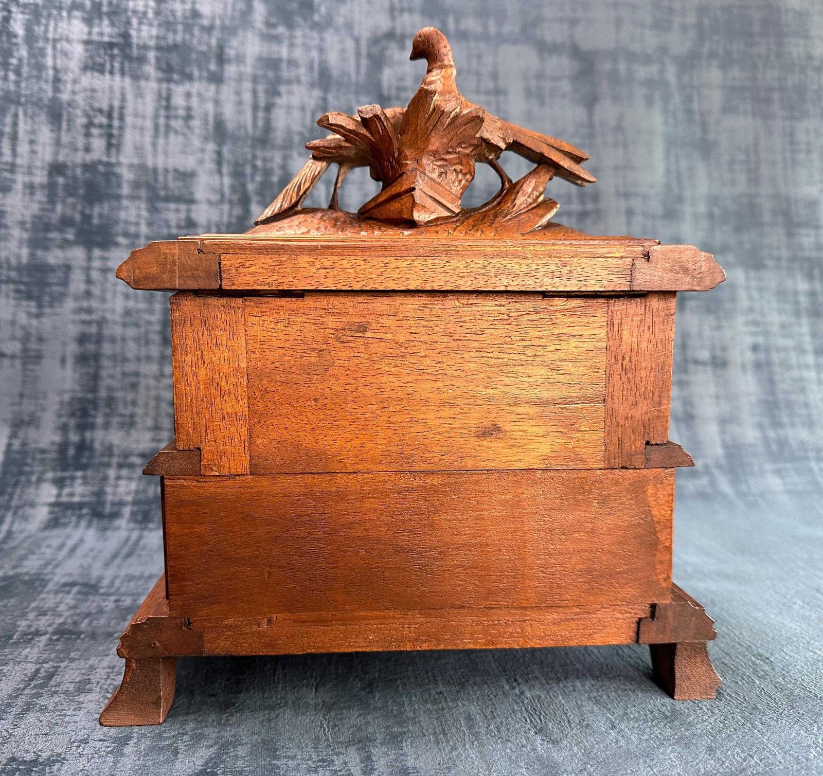Antique Black Forest Jewelry Casket, Carved Wood Birds Pheasant Box Cabinet, Gift For Her photo buy