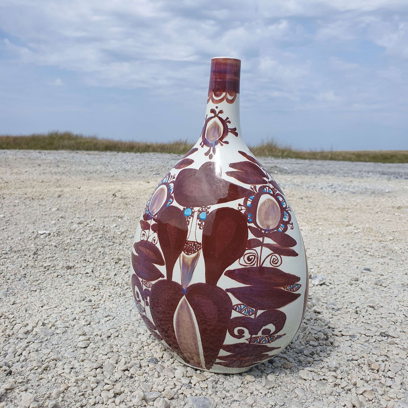 Kari Christensen For Royal Copenhagen, Denmark. A Hand Decorated "Faience" Bottle Vase. photo furniture
