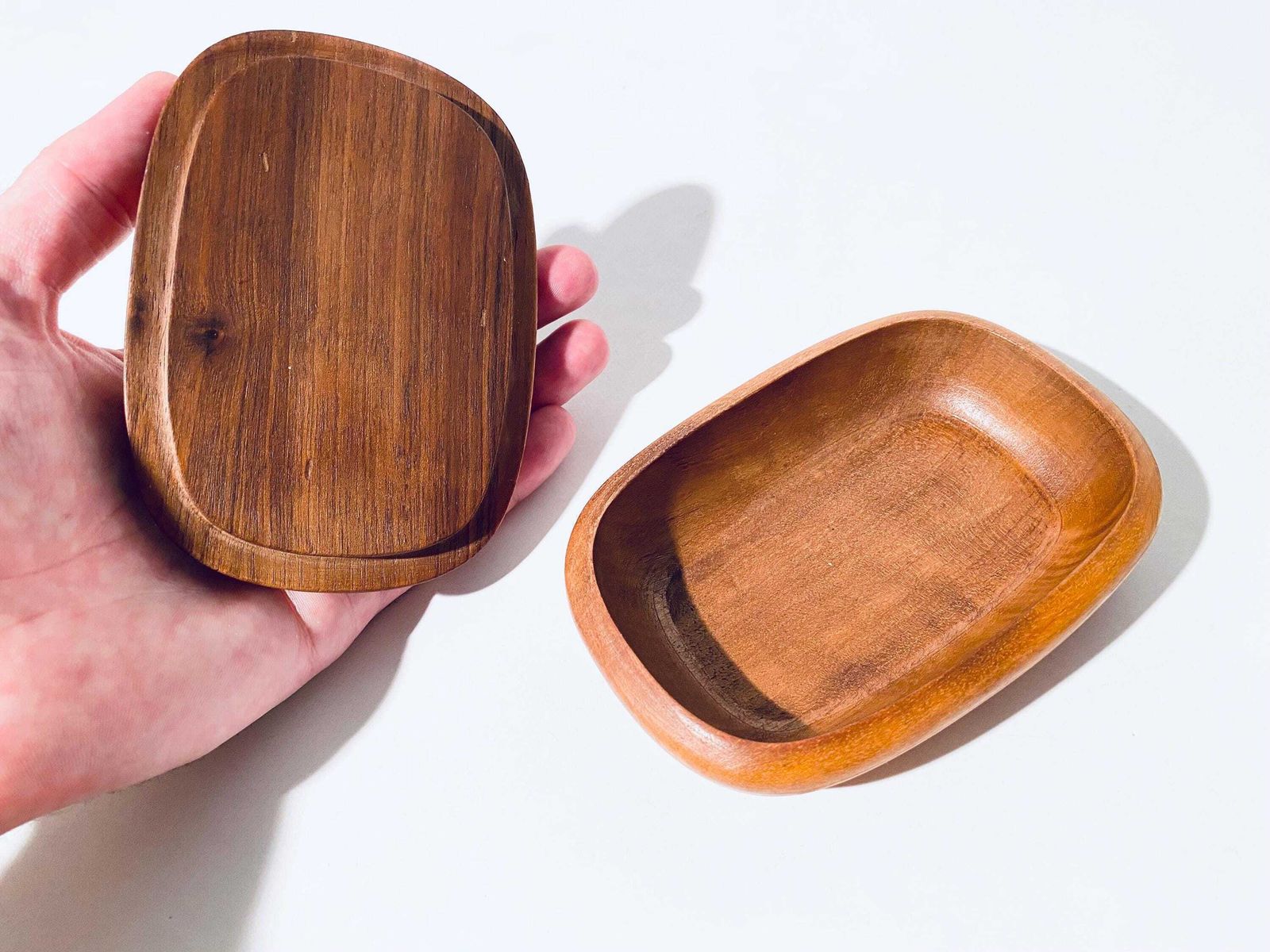 Mid Centurymid Century Teak Wooden Jewelry Box With Lid / 1950s 1960s Design photo vintage