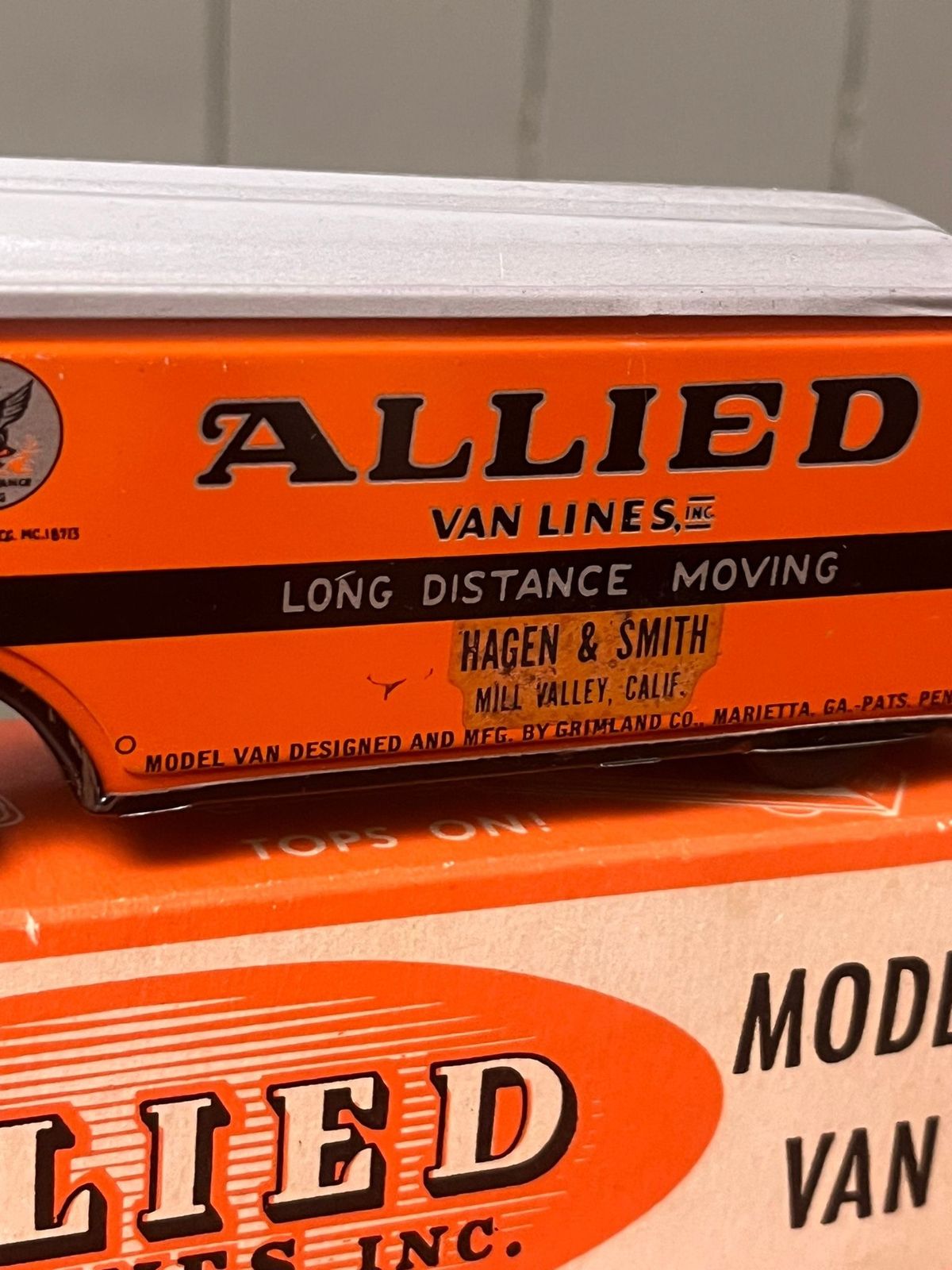 1930's American Grimland Co Tin Litho Allied Moving Van Lines Truck W/ Box photo buy