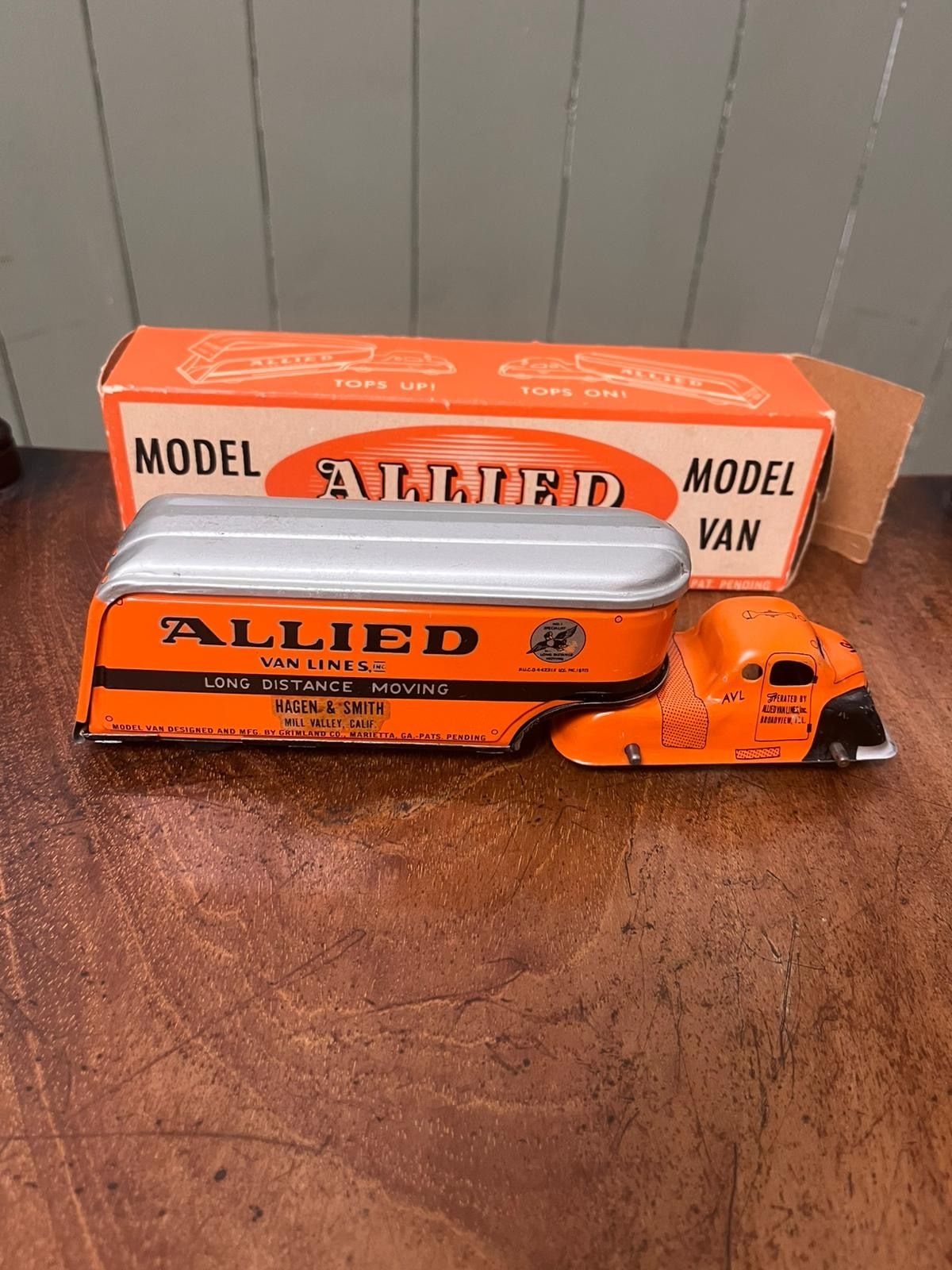 photo for sale 1930's American Grimland Co Tin Litho Allied Moving Van Lines Truck W/ Box