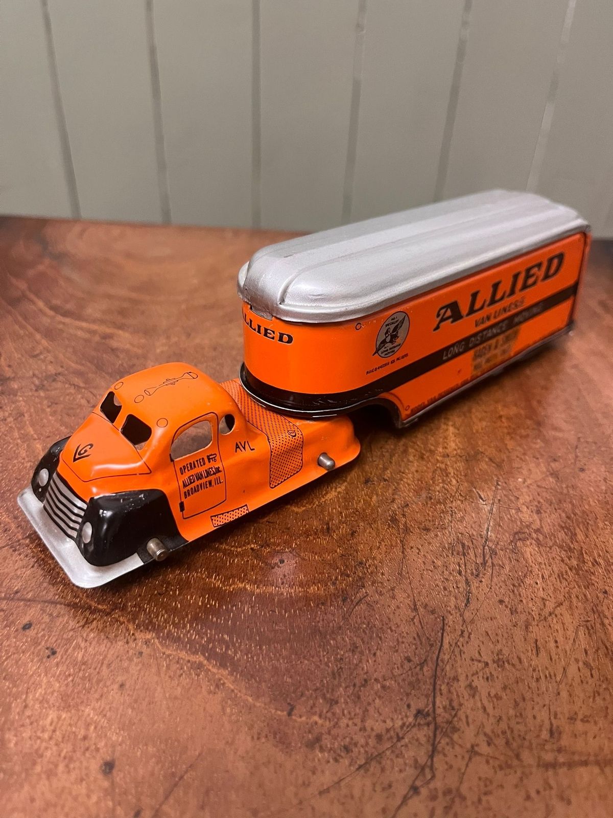 Home Decor 1930's American Grimland Co Tin Litho Allied Moving Van Lines Truck W/ Box photo