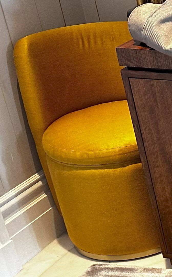 Casamanara Regine Side Chair Upholstered In Bright Yellow Ottoman photo vinterior