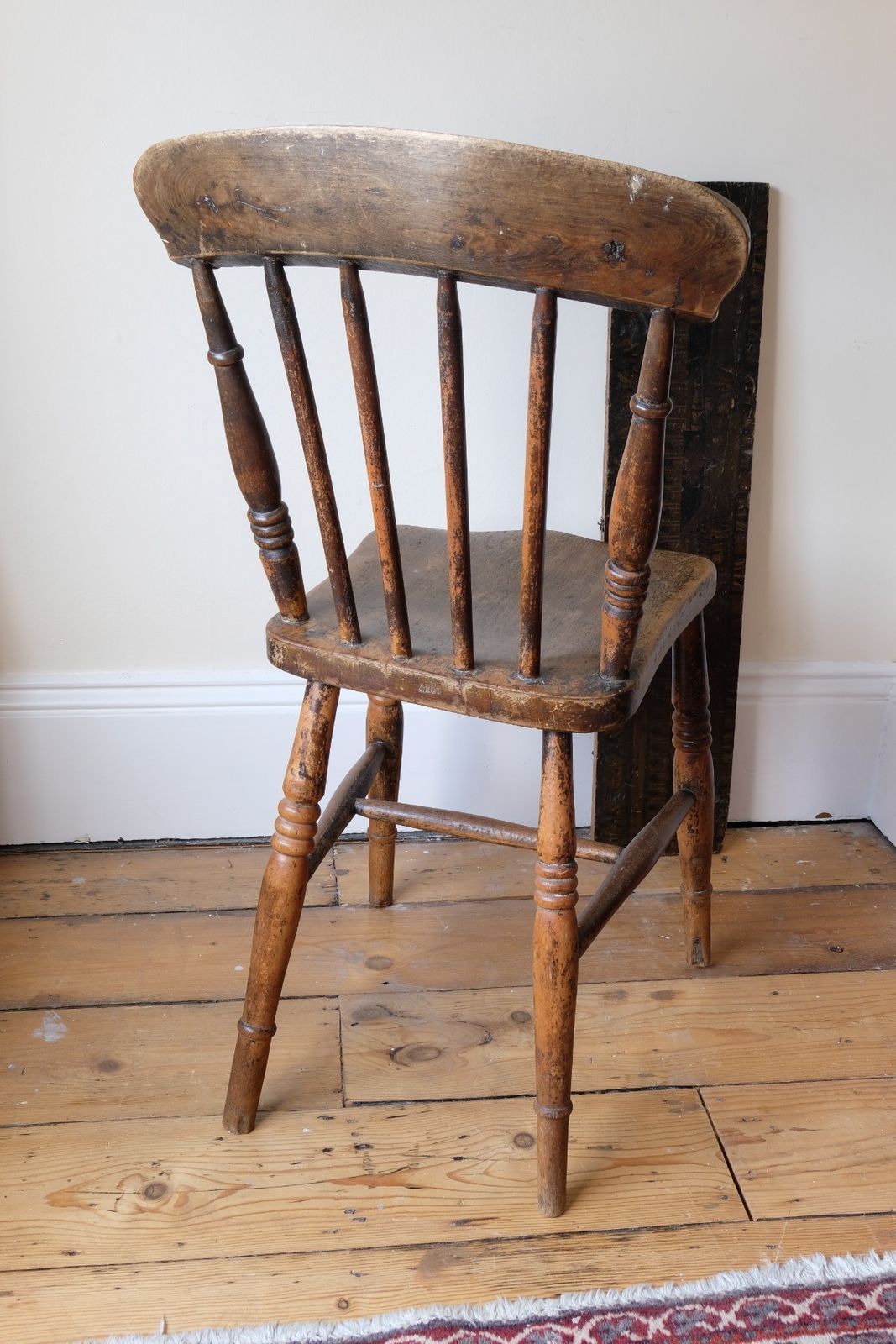 Painted Ash And Elm Windsor Spindle Back Chair Circa 1890s photo for sale
