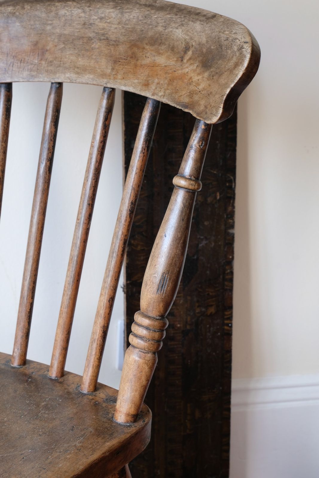 photo furniture Painted Ash And Elm Windsor Spindle Back Chair Circa 1890s