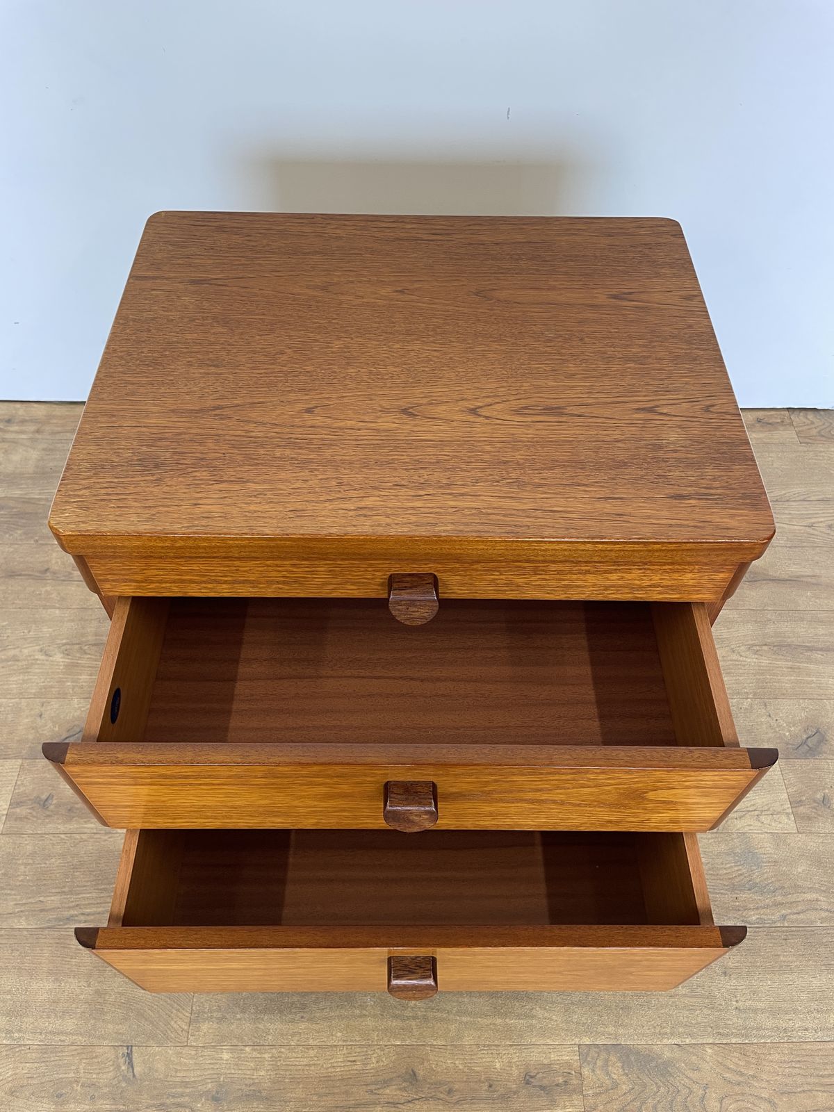 Mid Century Stag Bedside Cabinet In Teak Veneer, 1960s photo vinterior