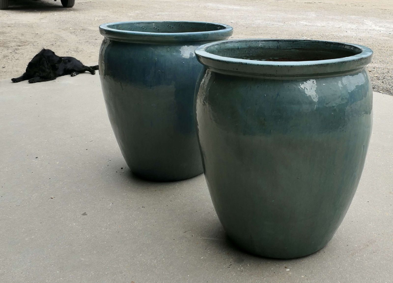 A Pair Of Large French Turquoise Garden Tree Planters photo 2040.0