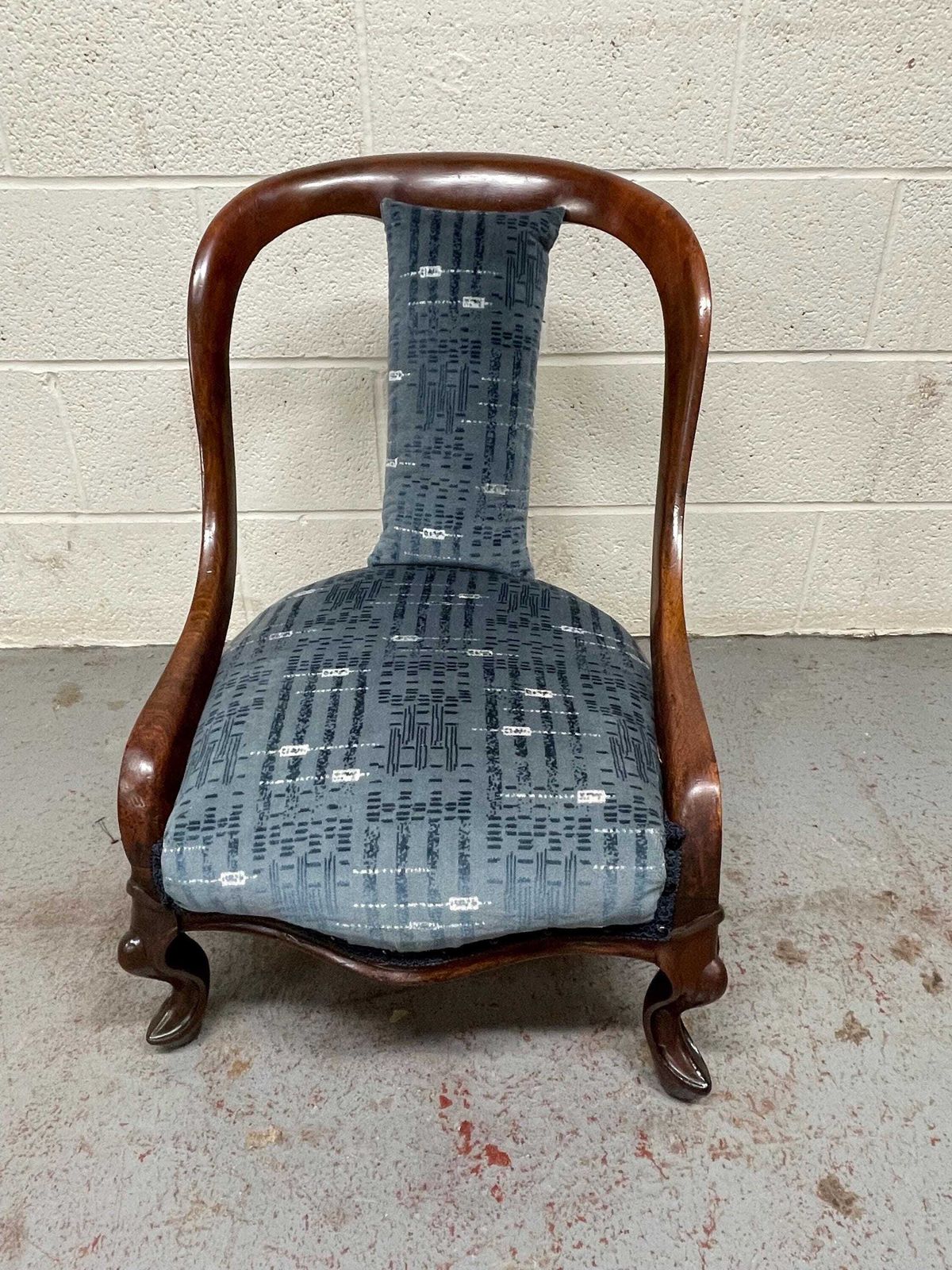 Victorian Mahogany Upholstered Low Nursing Chair photo for sale