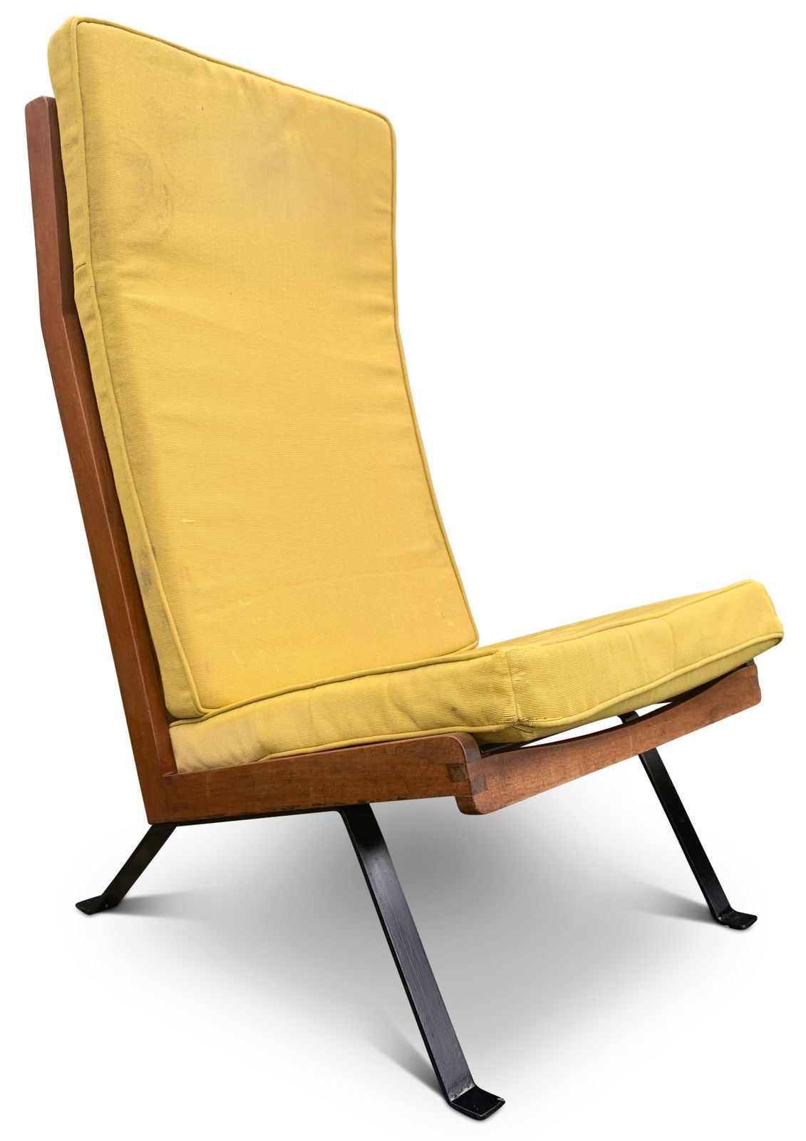 A Rare Pair Of Mid Century Teak & Ebonised Steel Shell Chairs With Upholstered Cushions In The Style Of The Designs Of Gerrit Rietveld & Joseph Andre photo vintage