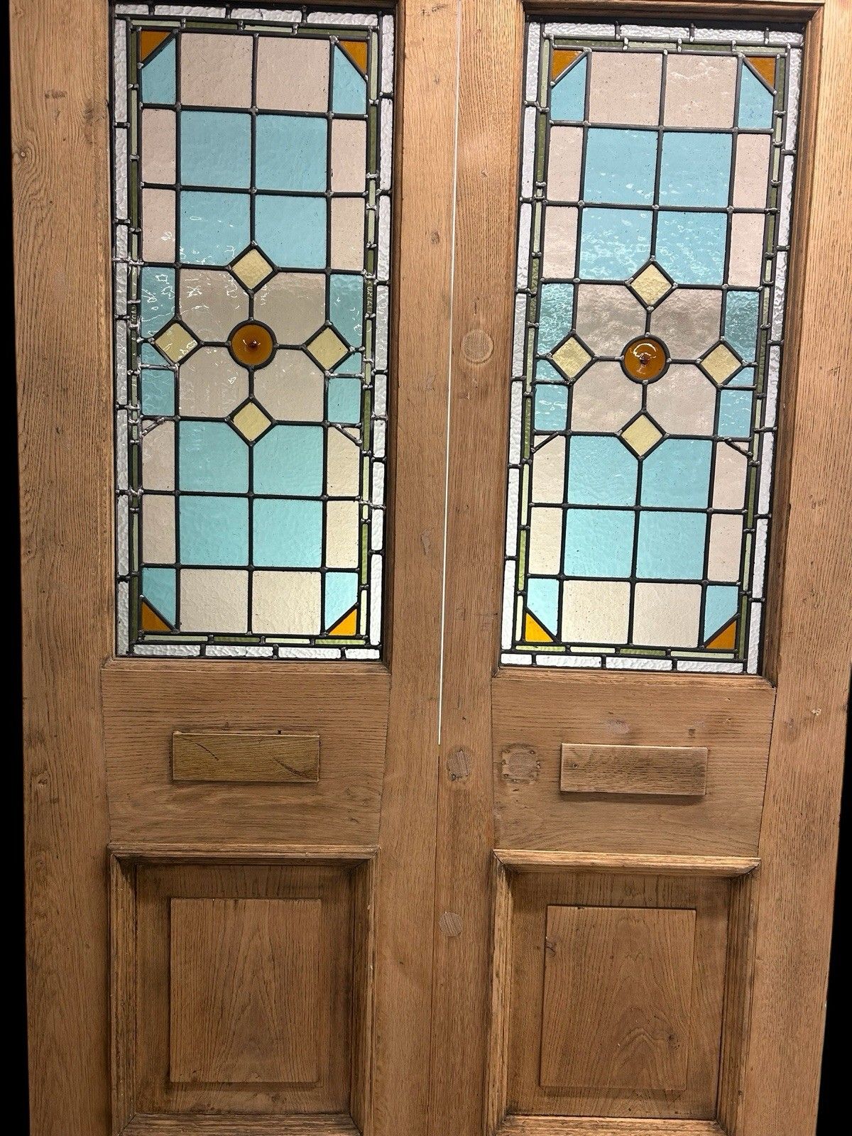 Victorian Stained Glass French Front Doors Reclaimed Period Old Antique Lead photo 3363.0