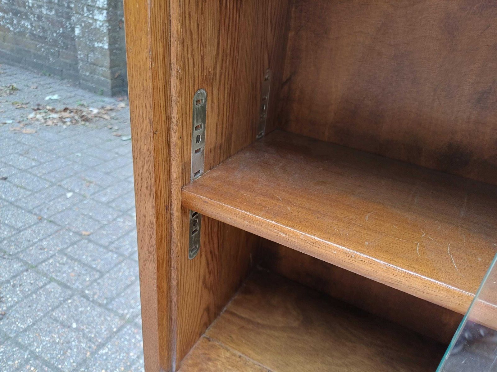 Vintage Minty Oxford 4 Section Stacking Barrister Bookcase Solid Oak Library Cabinet With Sliding Glass Doors, Retro photo vintage