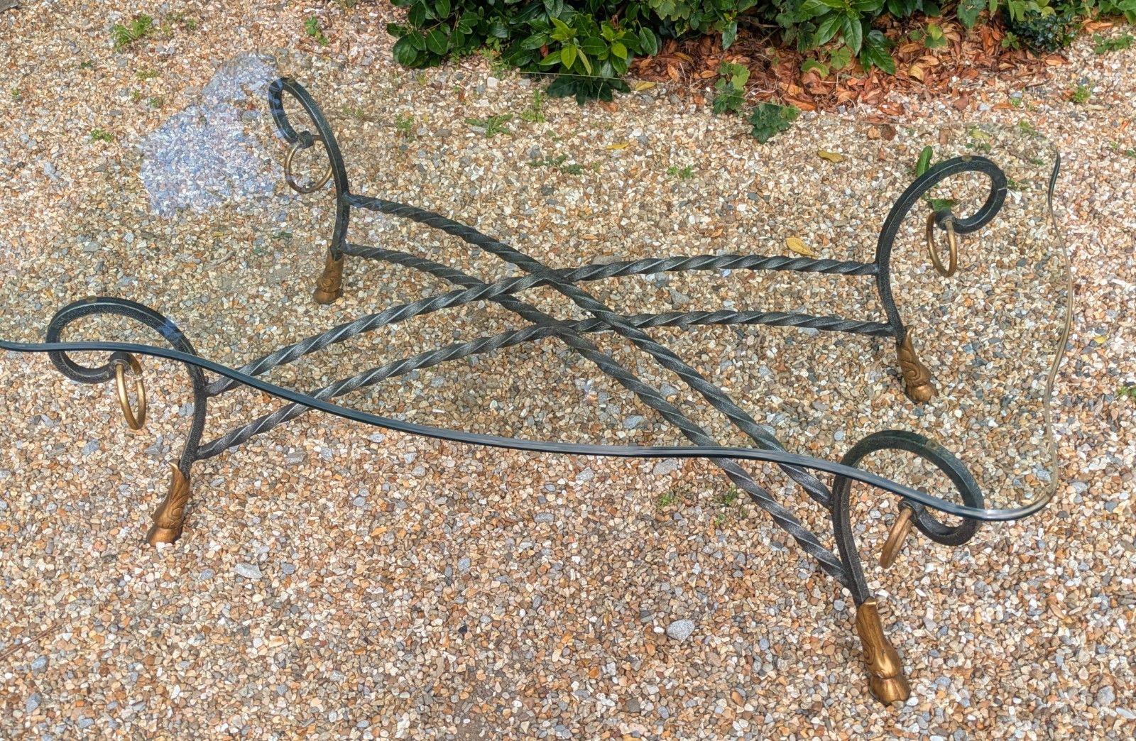 Good Quality Italian Iron And Glass Coffee Table photo for sale