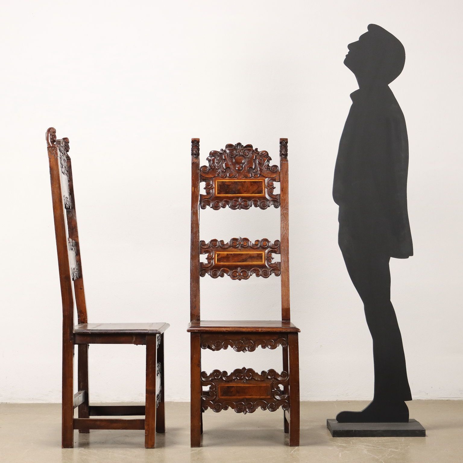 Pair Of Baroque High Chairs Walnut Italy XVIII Century photo furniture