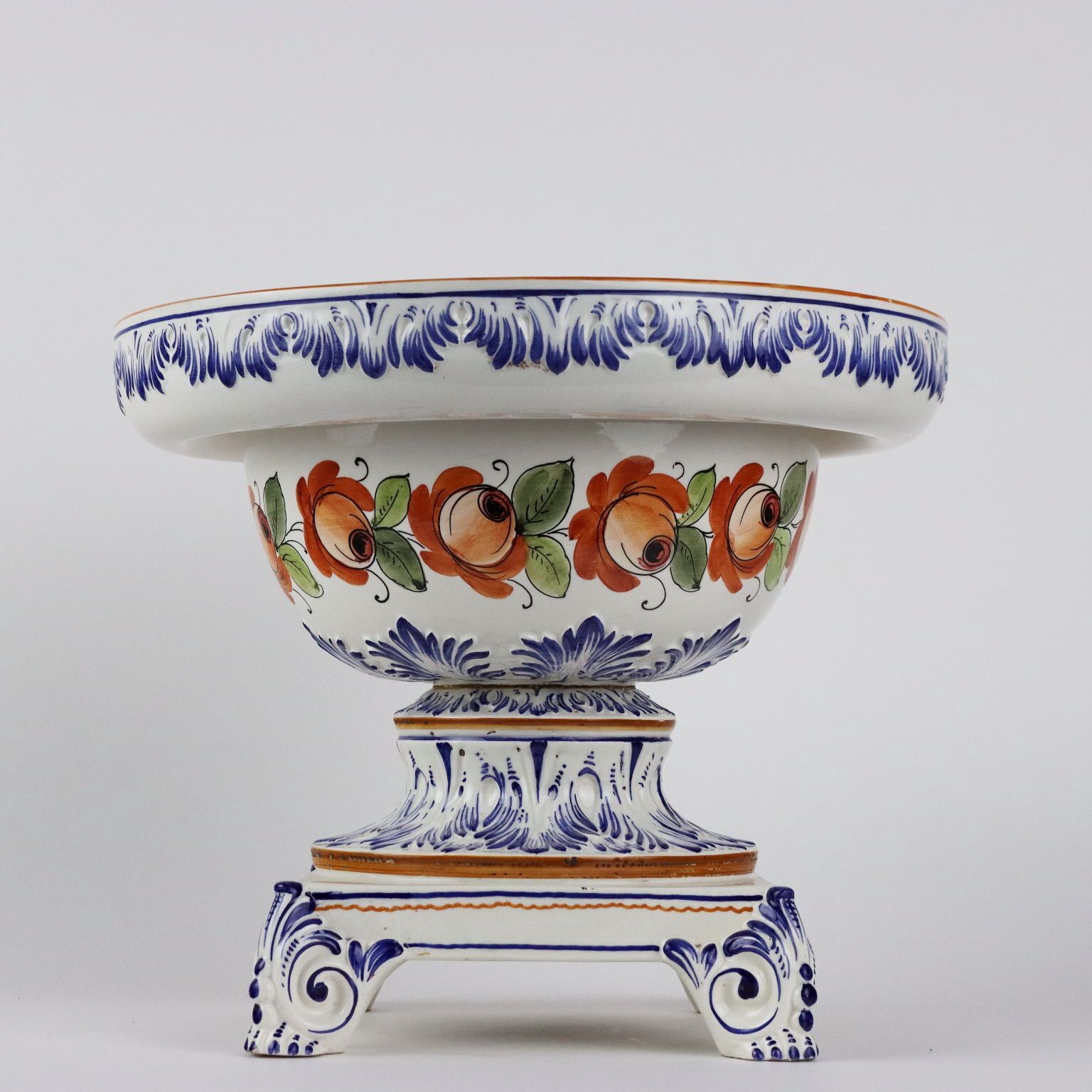 Antique Planter Majolica Coloured Decorations Italy XIX Century photo for sale