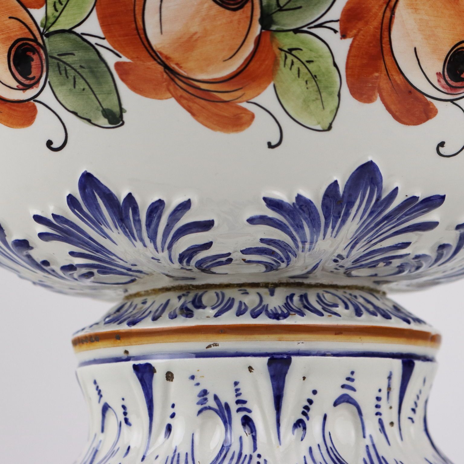 Antique Planter Majolica Coloured Decorations Italy XIX Century photo vintage