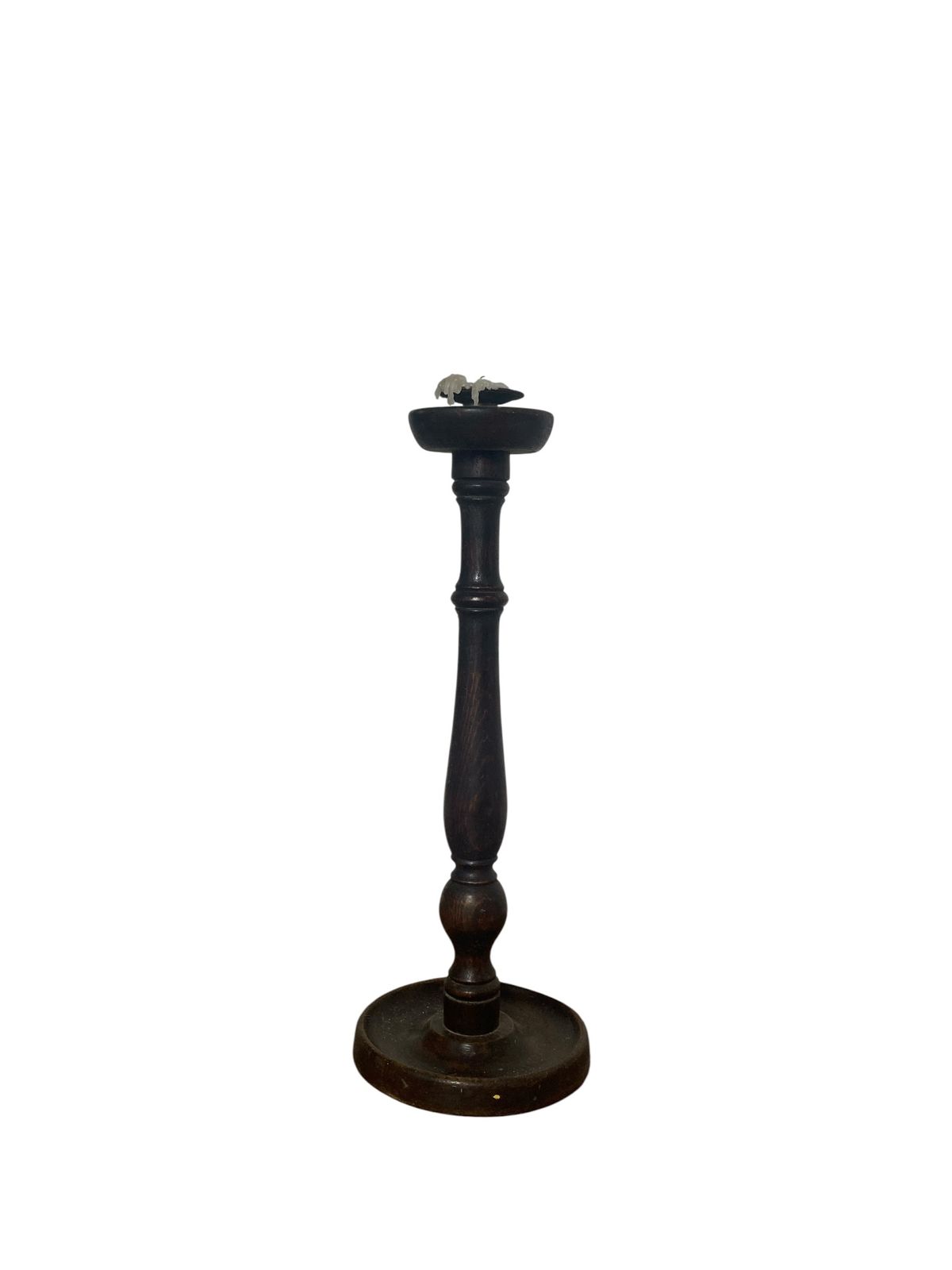 Antique Turned Wooden Candle Holder Circa 1800's photo for sale